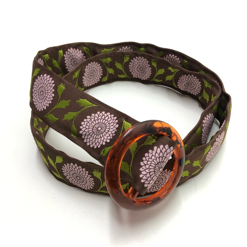 Top It Off Brown Floral Waist Belt Size L